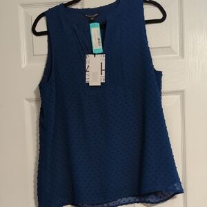 41 Hawthorn Textured Blue Sleeveless Blouse
